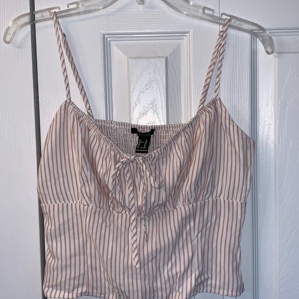 Forever 21 rose/white stripe cami - size M